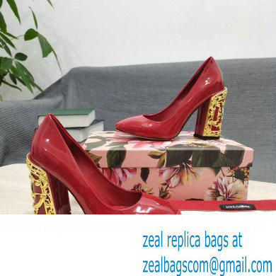 Dolce  &  Gabbana Logo Heel 10.5cm Patent leather Pumps Red 2022